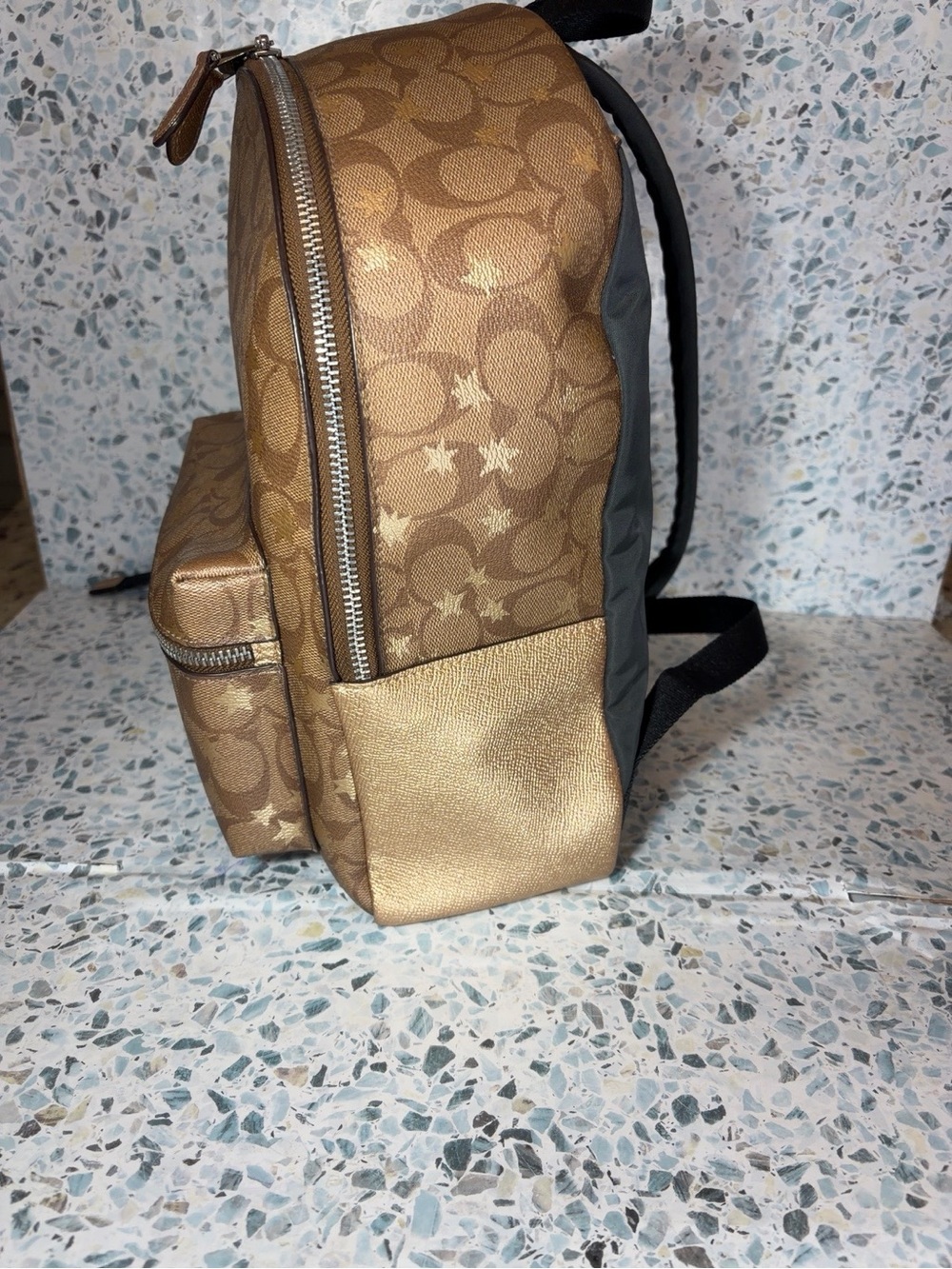 Coach Charlie Backpack Signature Pop Star Gold Metallic F41298 - Picture 4 of 8